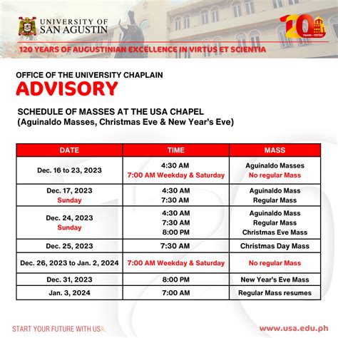SCHEDULE OF MASSES .